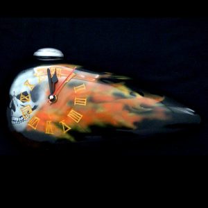Skull Flame Tank Clock without Base