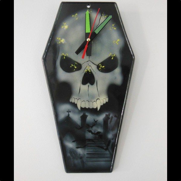 Cemetery & Half Skull coffin clock